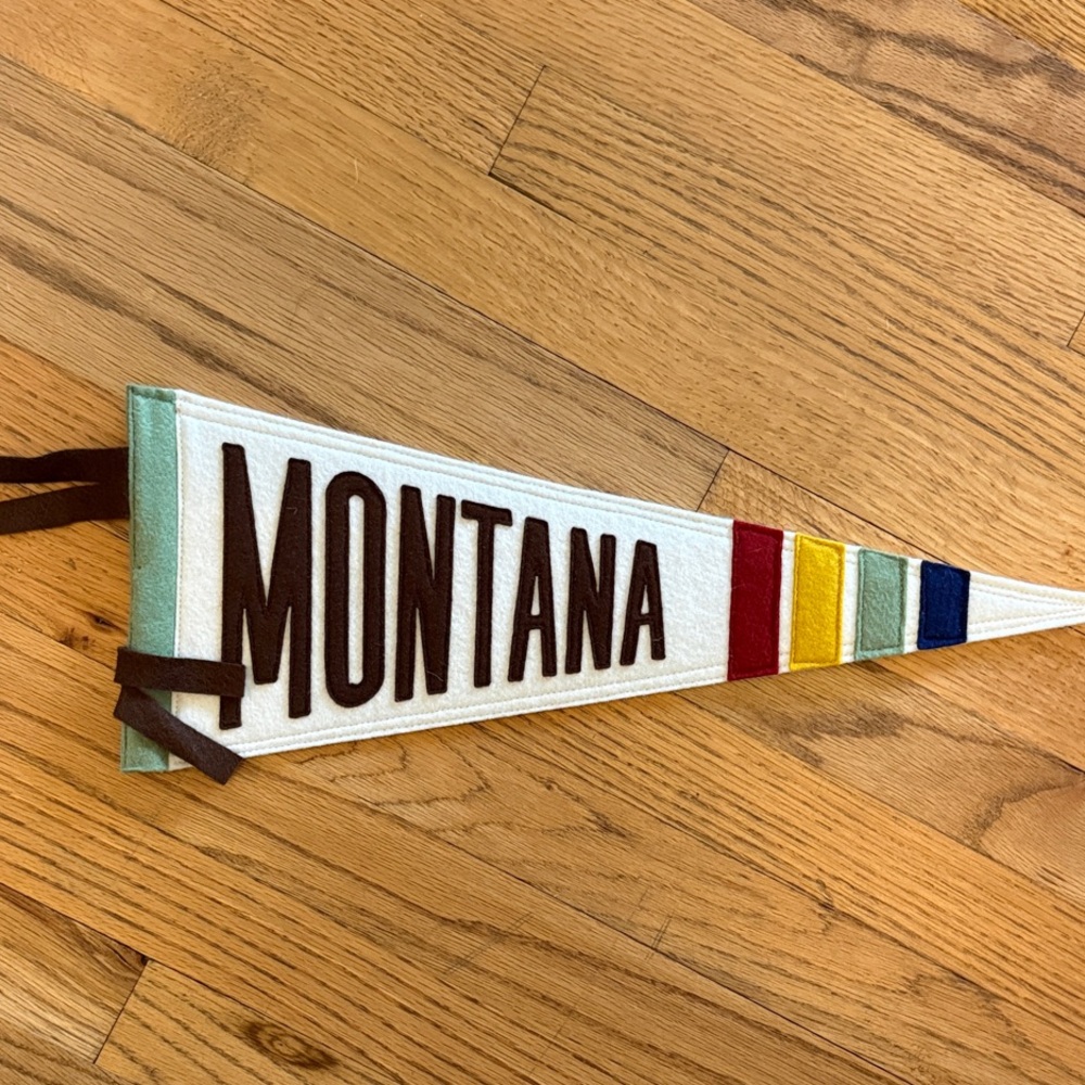Montana Felt Pennant Banner - White with Colorful Stripes
